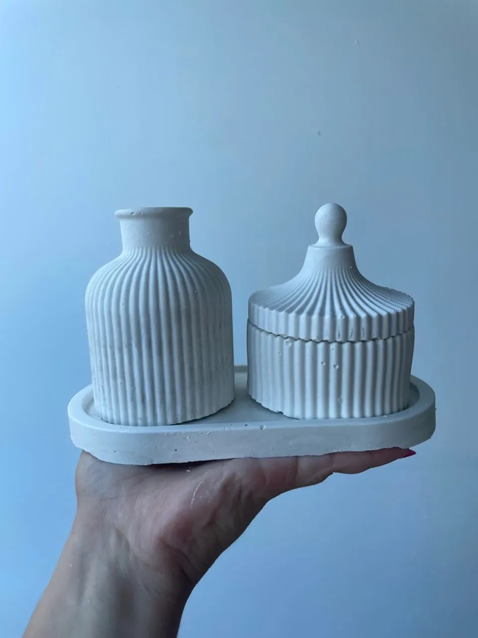 Conjunto de Vasos Decorativos em Cimento