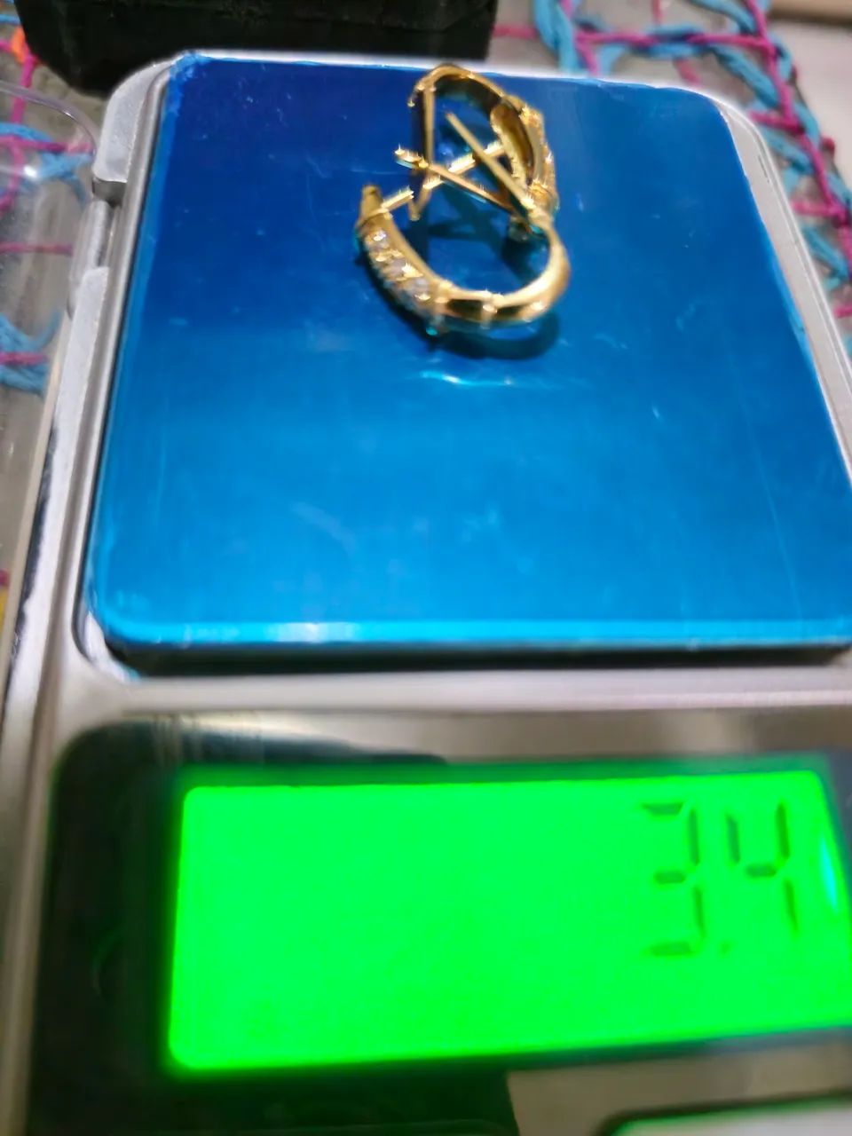 Brinco argola Ouro18k com brilhantes.  - Foto 2