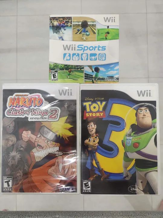 Jogos lacrados Wii Sports + Naruto Revolution 2 + Toy Story 3 (Mídia Física/Original)