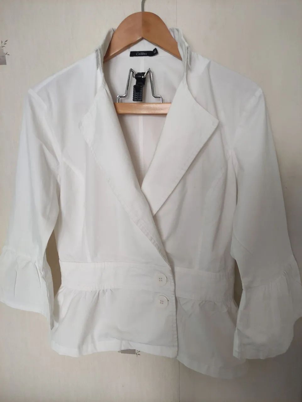 COLLINS CASAQUETO TRANSPASSADO ALGODÃO TAM 42 55,00<br>BRANCo - Foto 2