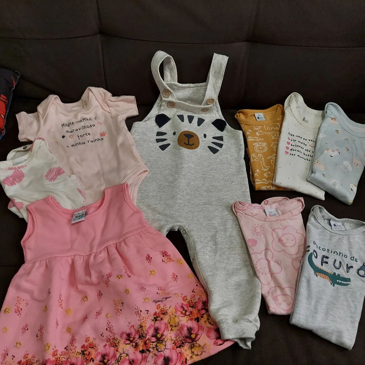 Lote macacão vestido body bebê G / 6-9m /9-12m