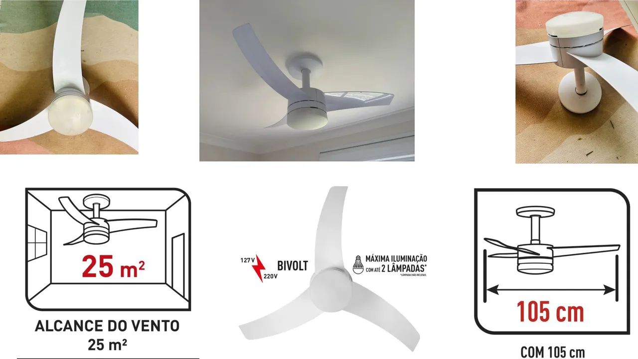 Ventilador Teto Arno Bivolt Branco 3 Pás Contro. Remoto Vx13 127/220v - Foto 2