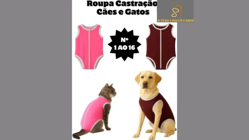 PROMOÇÃO! Roupa Pet Pós-Cirúrgica Castração Protetora Para Cachorros e Gatos Fêmea e Macho