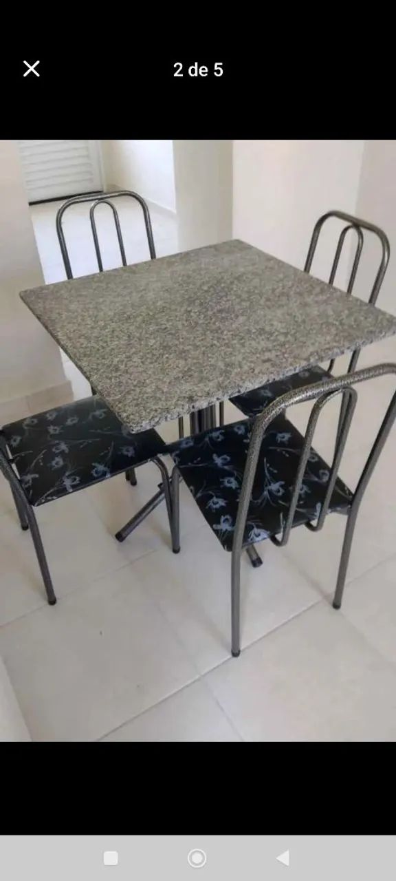 MESA COM 4 CADEIRAS QUADRADA COM PEDRA DE GRANITO COM ENTREGA E MONTAGEM GRÁTIS  - Foto 4