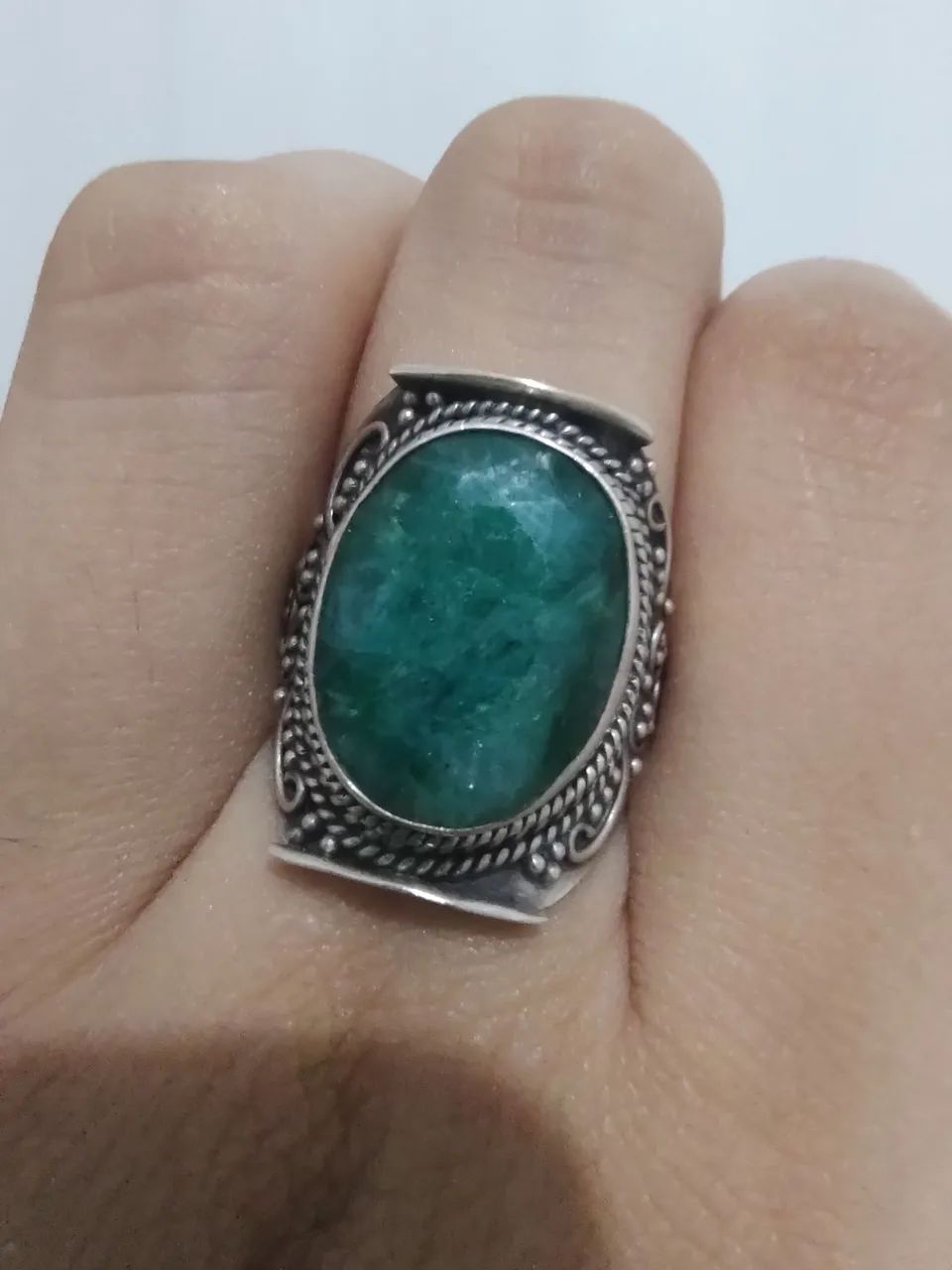 Anel Prata 925 Esmeralda Indiana 17 - Foto 4