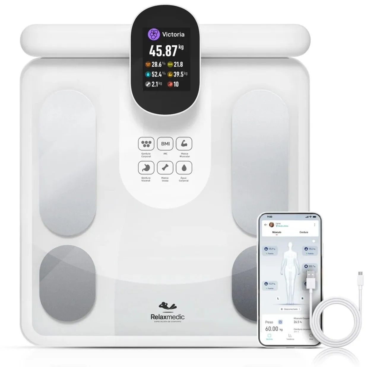 Balança de Bioimpedância Bodyscan Vision Branca 