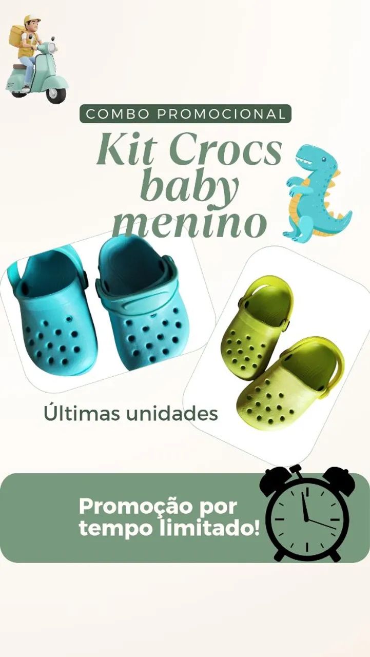 Par de Crocs Baby Babuche Chinelo Papete bebê  infantil criança Unissex Várias cores - Foto 2