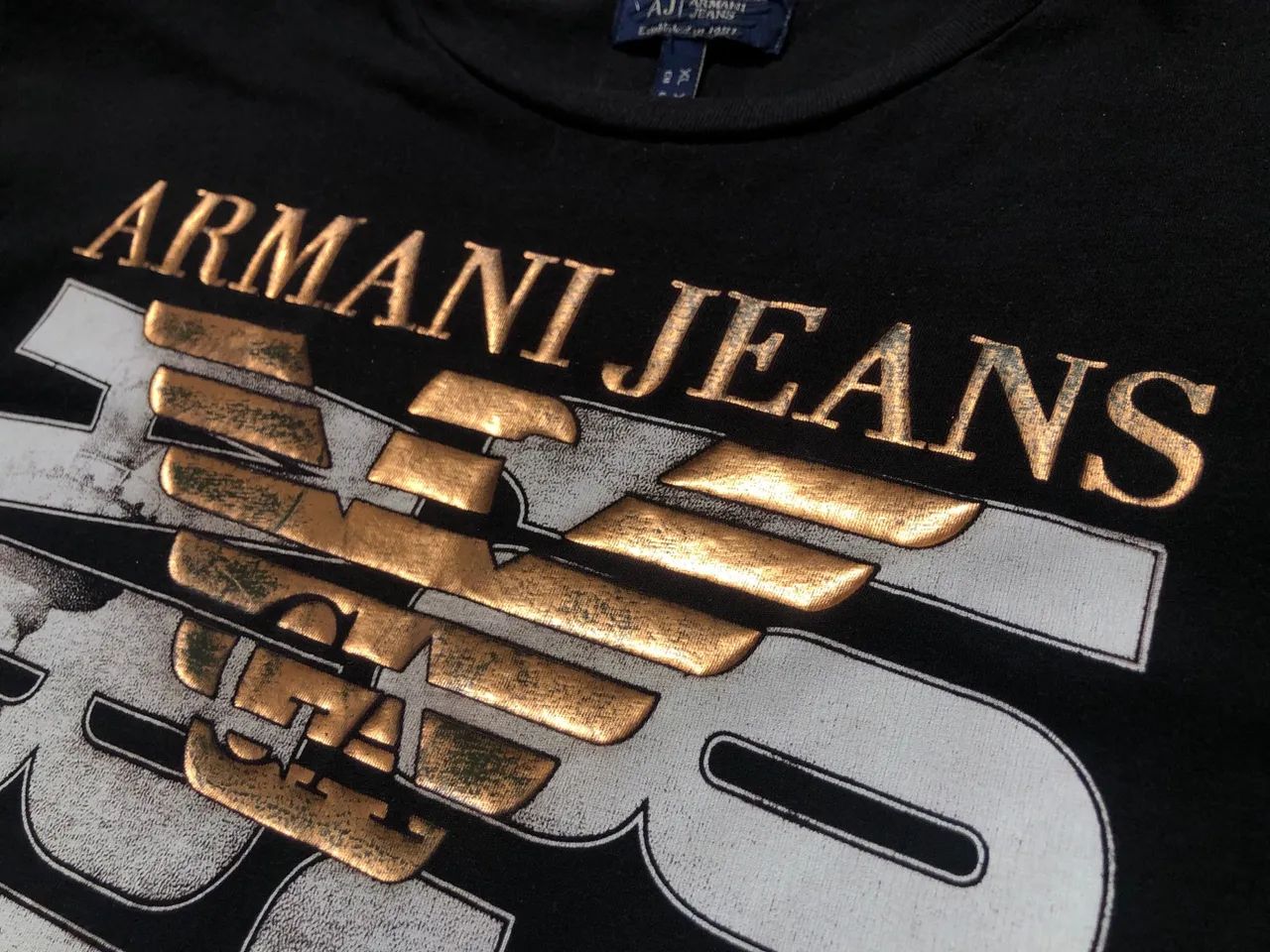 Camiseta preta Armani Jeans Original, tamanho G/GG - Foto 3