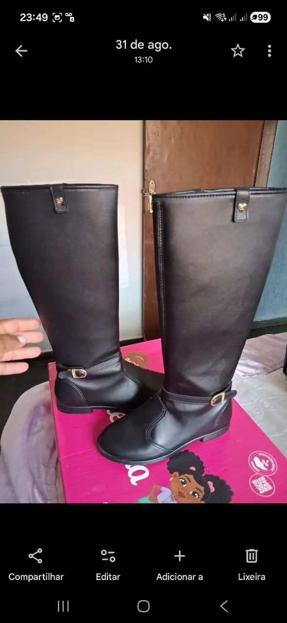 Bota infantil cano longo n 31, 32