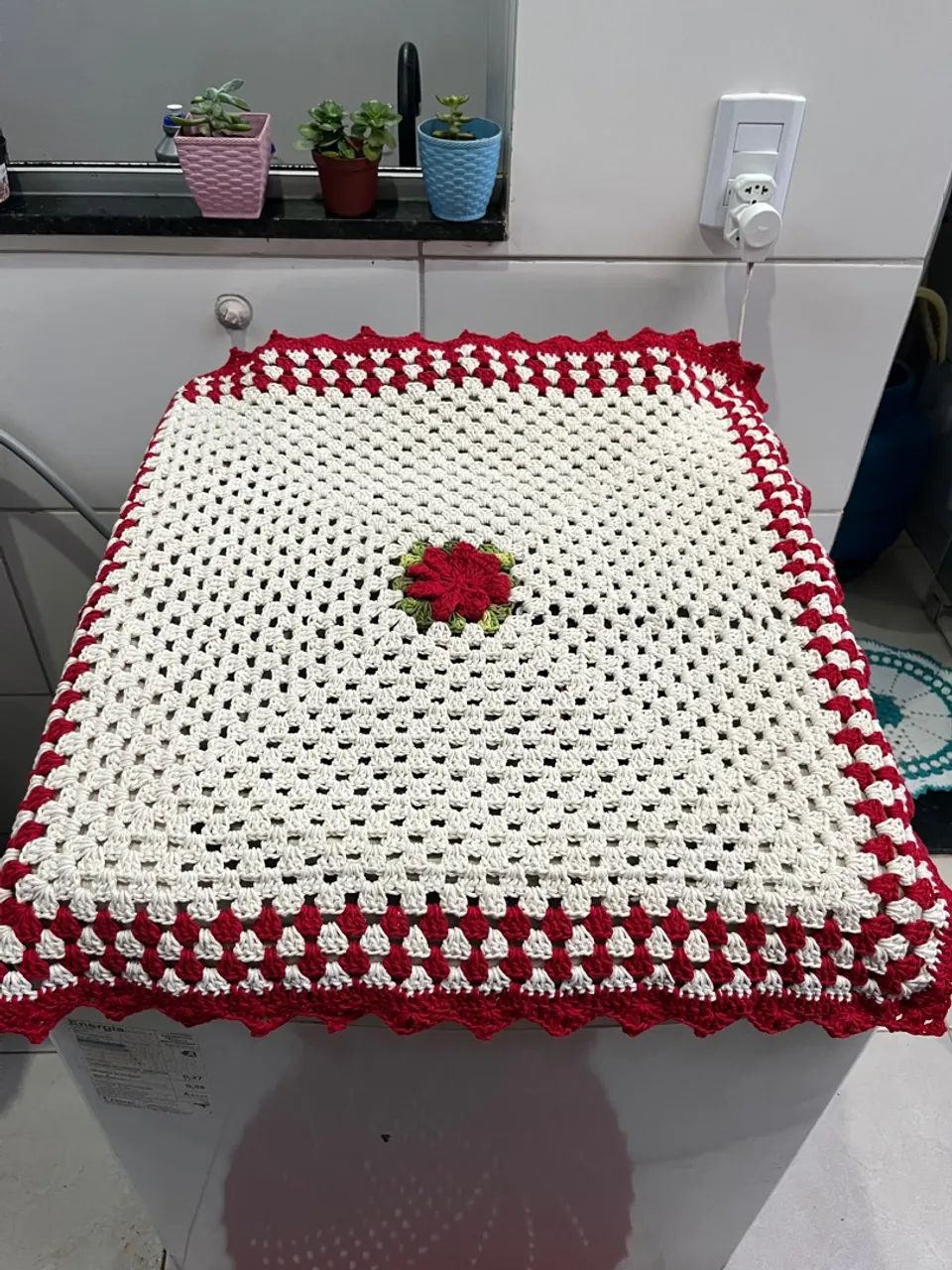 Capa de crochê para máquina de lavar