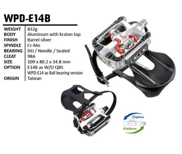 Pedal Wellgo WPD-E14 - Uso em centros de treinamentos (clipe e firma pé )