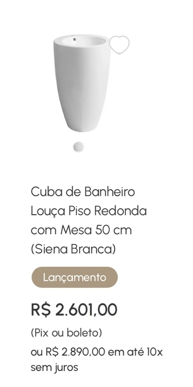 Pia para banheiro