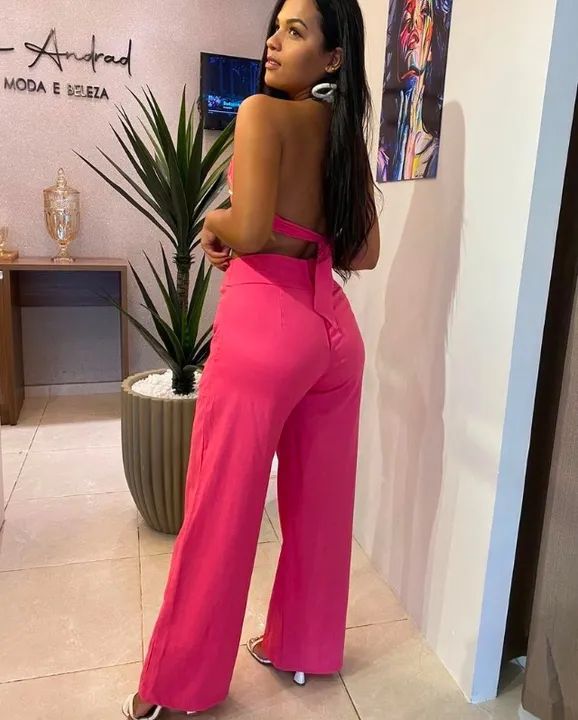 Conjunto top + calça linho pink - Foto 4