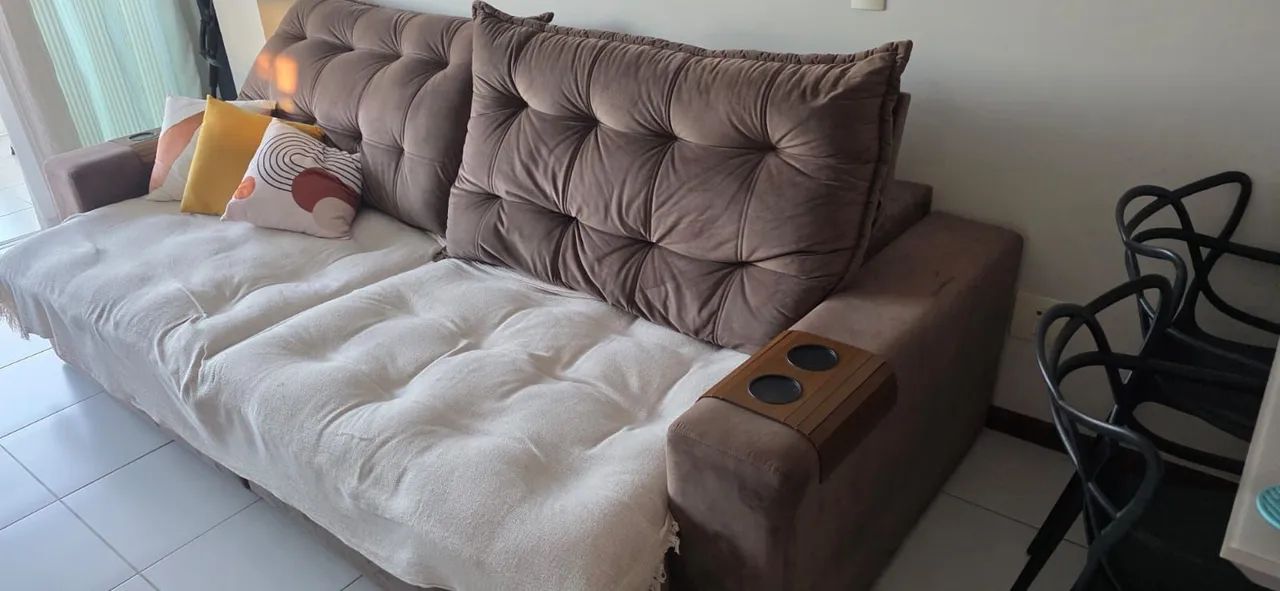Sofá 5 lugares retrátil marrom - Não aceito OLX Pay - Foto 3