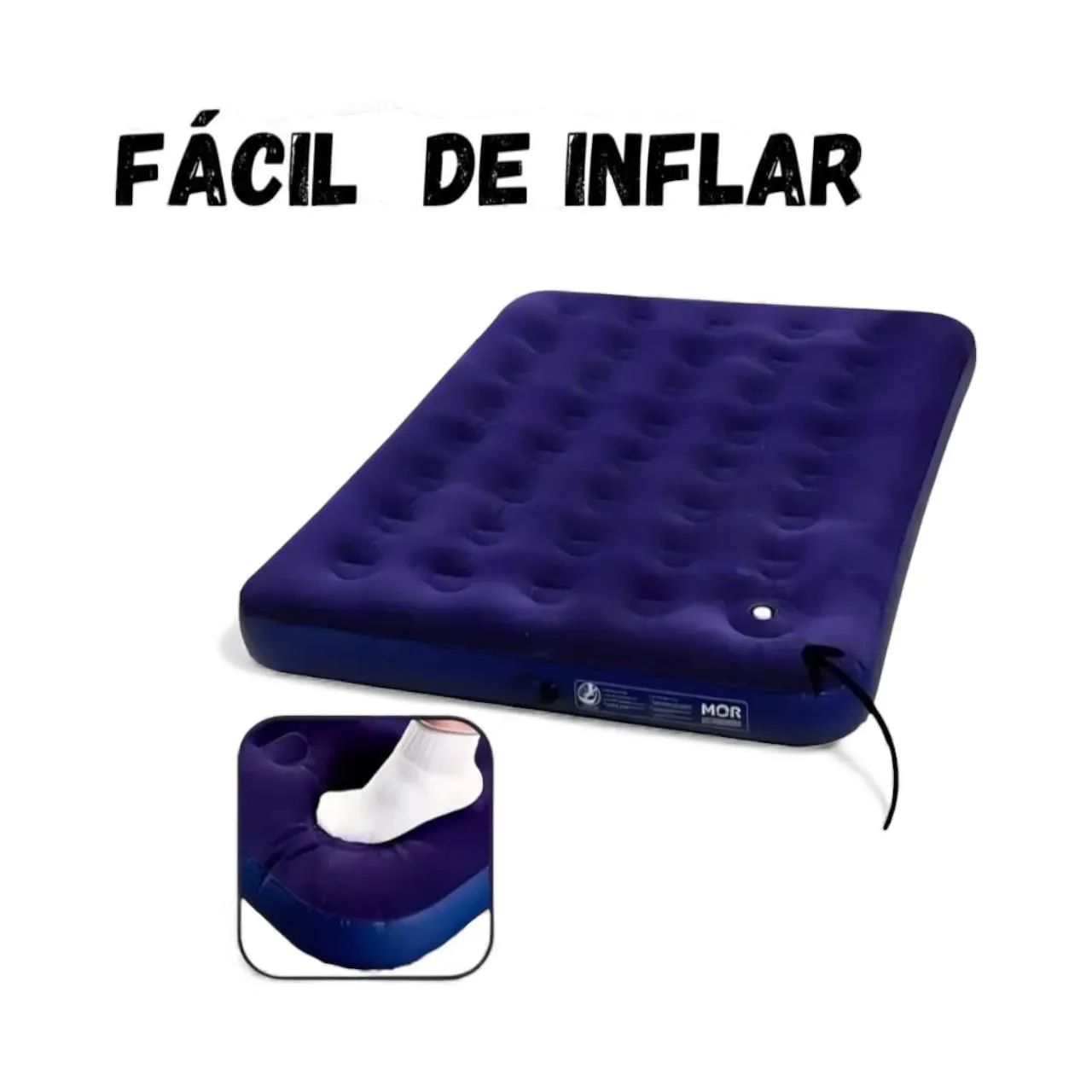COLCHÃO DE AR INFLÁVEL CASAL COM INFLATOR FOLE EMBUTIDO - Foto 2