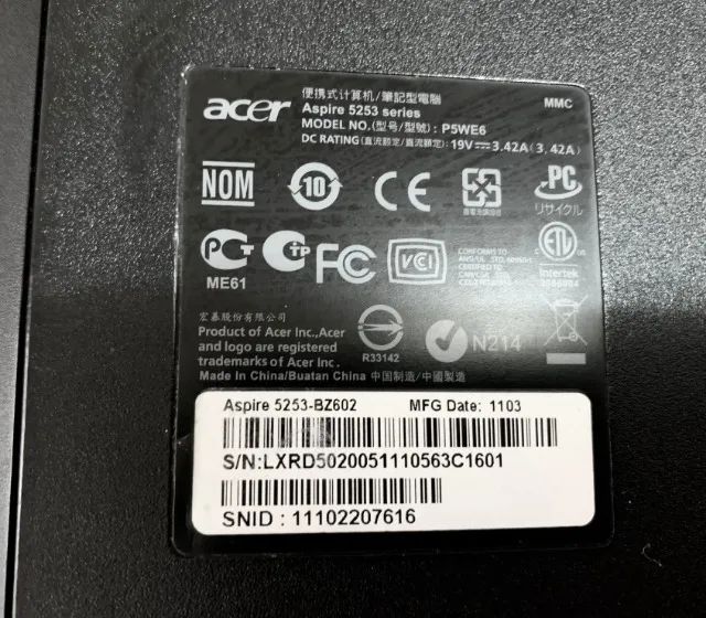 Notebook Acer Aspire 5253 tela 15.6 polegadas, para restauro ou peças. Contato só porwhats - Foto 4