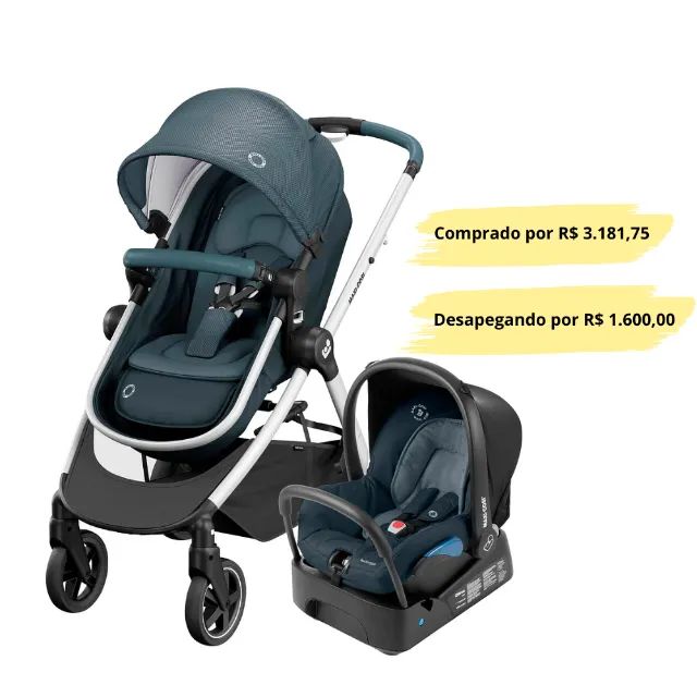 Trio Carrinho de Bebê + Bebê Conforto + Base Maxi-Cosi Anna² Trio, Essential Graphite