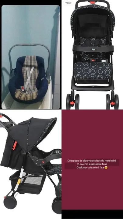 Carrinho de Bebê Dobrável - Preto com Detalhes Brancos - Foto 3