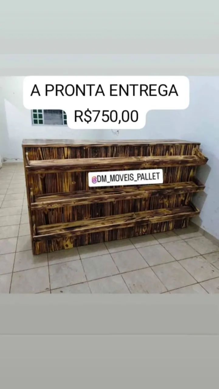 Balcão expositor rústico pallet 