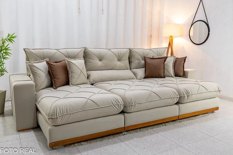 Sofá Retrátil Reclinável Bello 3.20m Molas Ensacadas rf876