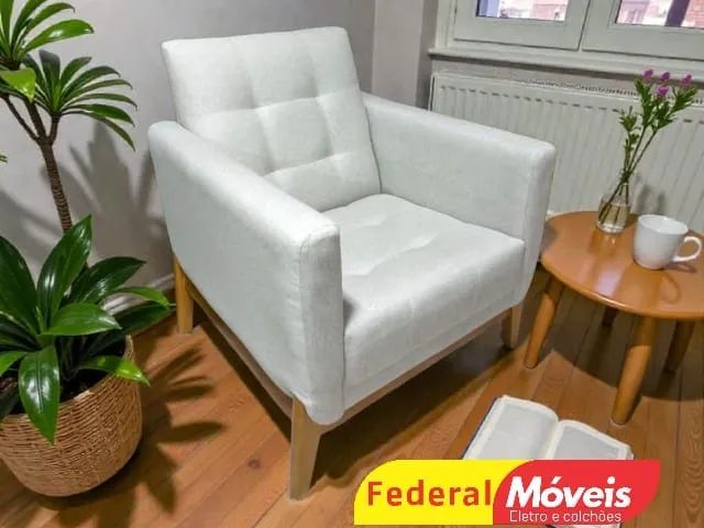 Poltrona em Linho OFF WHITE TEMOS CREDIÁRIO 