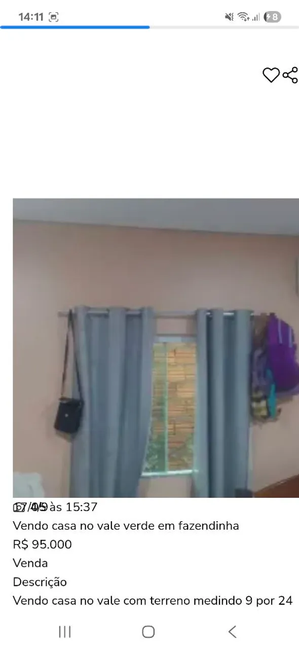 Vendo esta casa no valor de 95