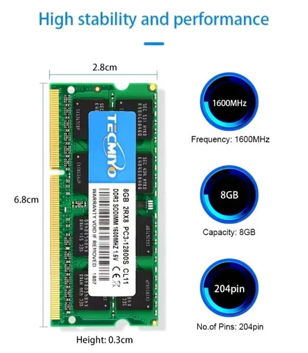 Memoria DDR3 8gb Tecmiyo 1600MHz Para Notebook - Foto 2