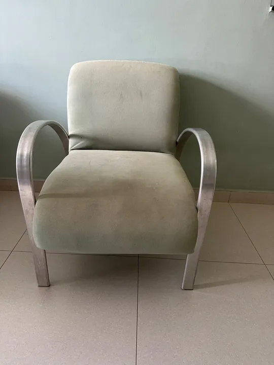 Poltrona em Alumínio e Suede