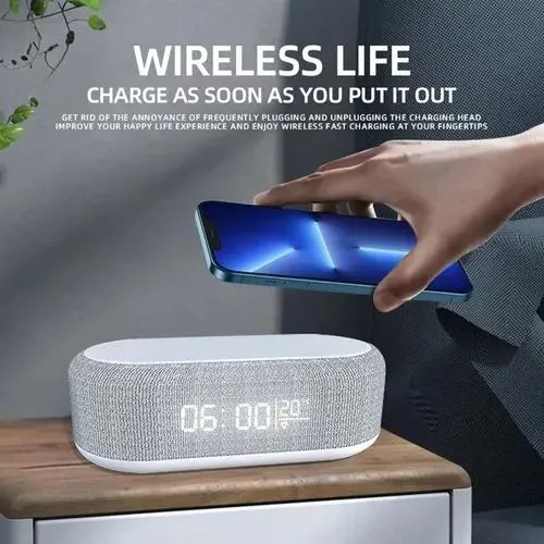 Carregador sem fio 15w para iPhone e Samsung e outros  com relógio e luz - Foto 2
