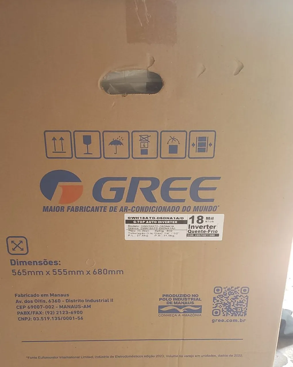 Ar Condicionado Gree Inverter 18.000 BTUs Frio/Quente