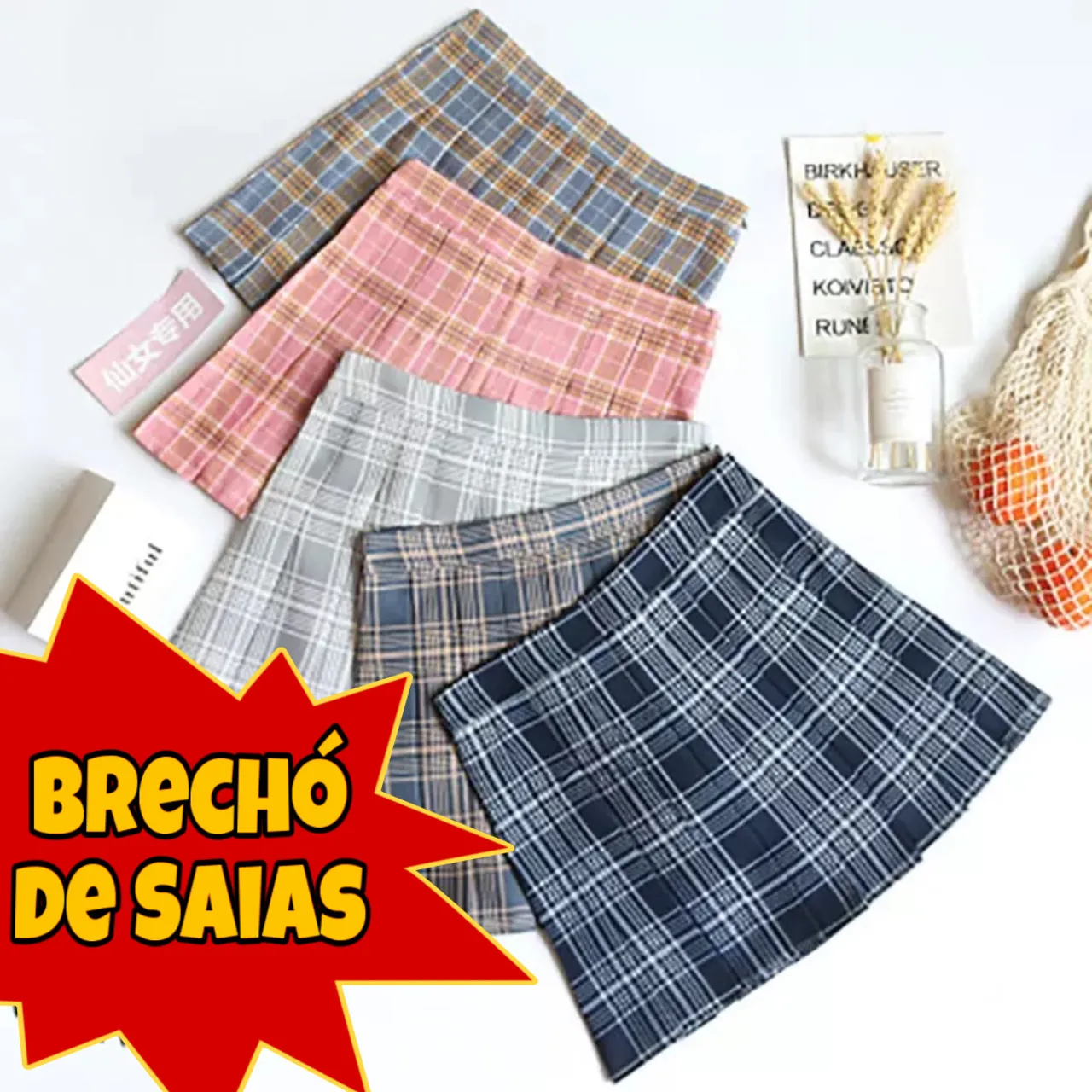 Brechó de saias colegial kawaii japonesa cosplay promoção