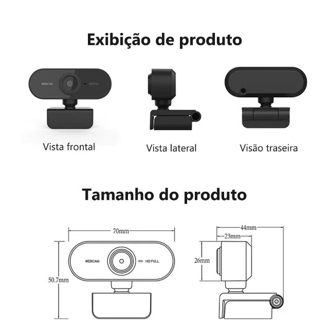 Webcam Câmera Full Hd Computador 1080p Usb Visão 360º Videoconferência Vídeos PC Notebook - Foto 3