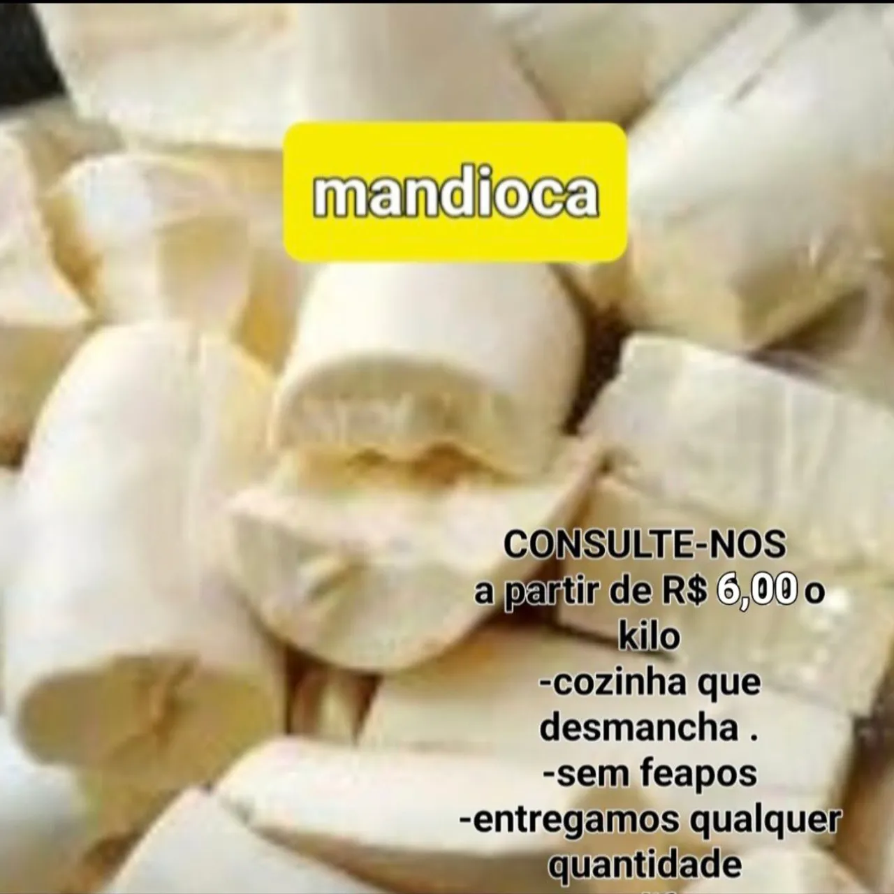 MANDIOCA AMARELA SEM AGROTÓXICOS.