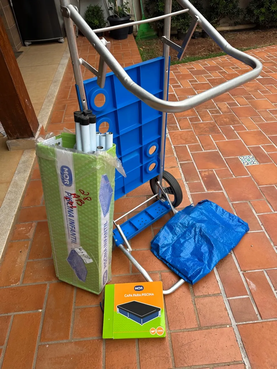 Conjunto Piscina Infantil + Capa + Carrinho de Transporte