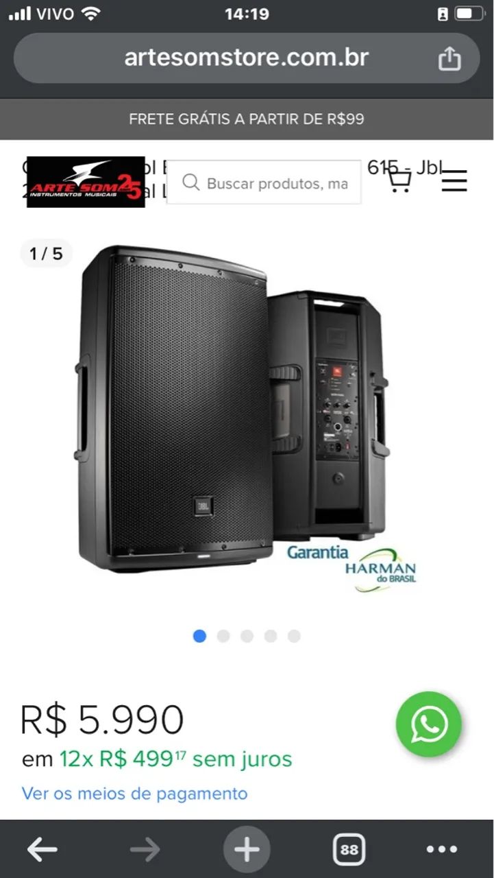 Caixa de Som JBL EON615 15 polegadas - Foto 3