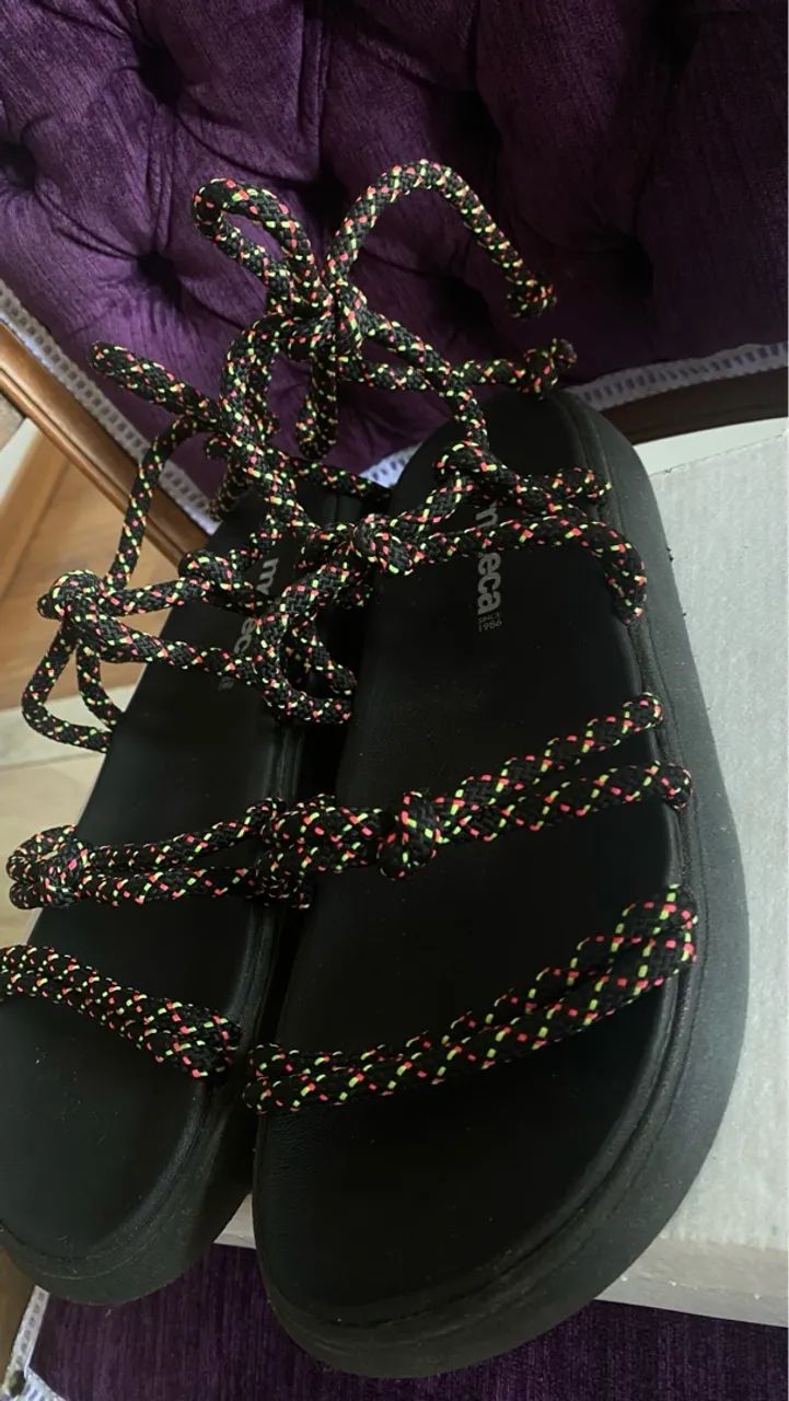 Sandálias de corda pretas - Foto 3