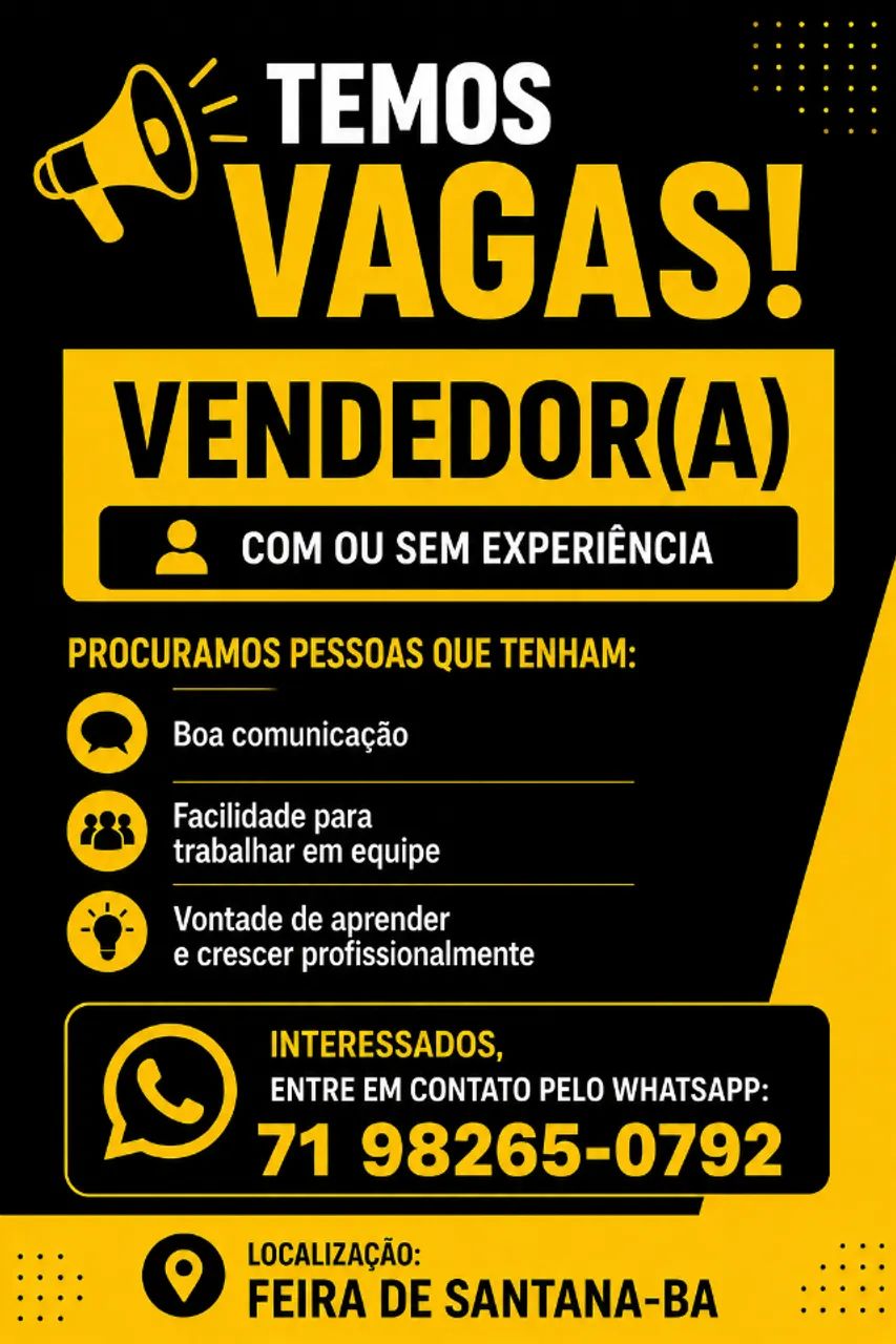 Vaga para vendedor Interno