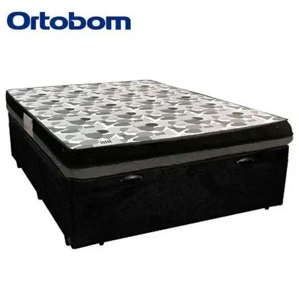Colchão Casal Espuma D33 + Cama Box Baú Black