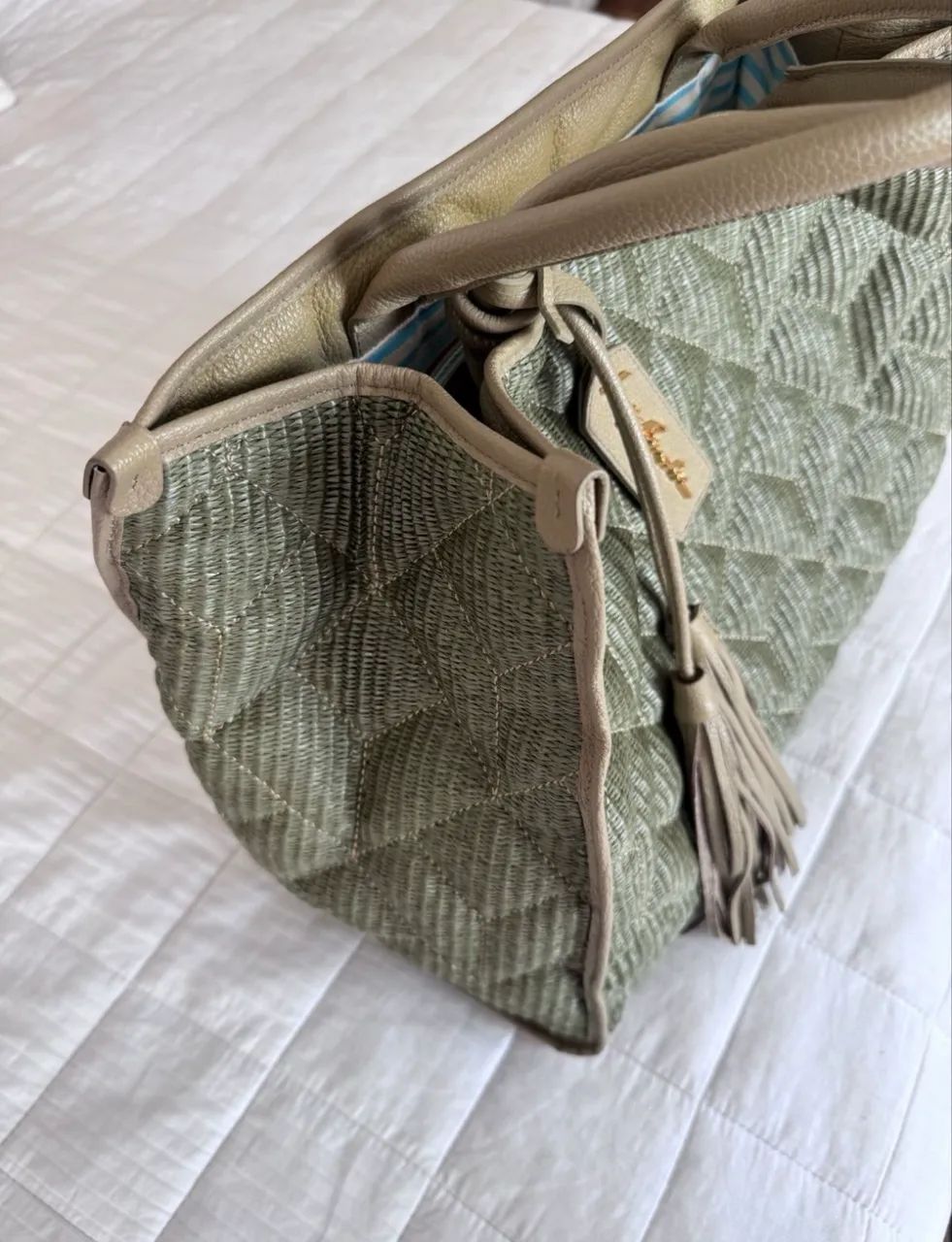 Bolsa luiza barcelos grande praia verde oliva - Bolsas, malas e