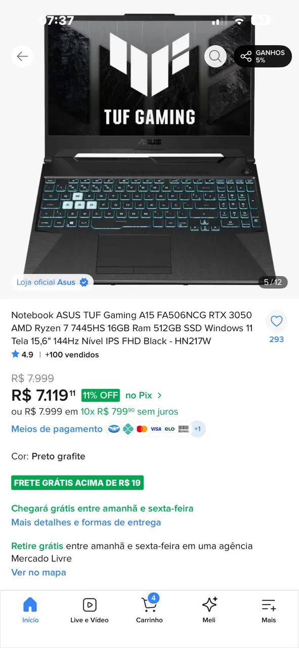 notebook gamer asus tuf  - Foto 2
