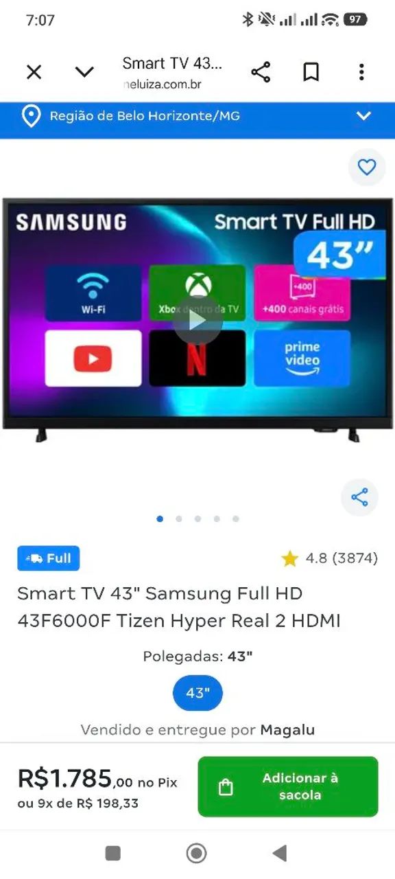 SMART TV SAMSUNG 43 POLEGADAS TOP PERFEITA BARATA R$999. ENTREGO!  - Foto 2
