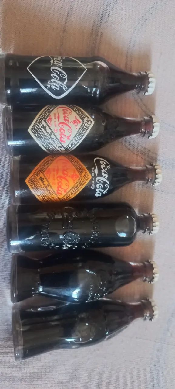 Kit 6 Mini Garrafas Coca-cola Colecionáveis Antigas Vidro