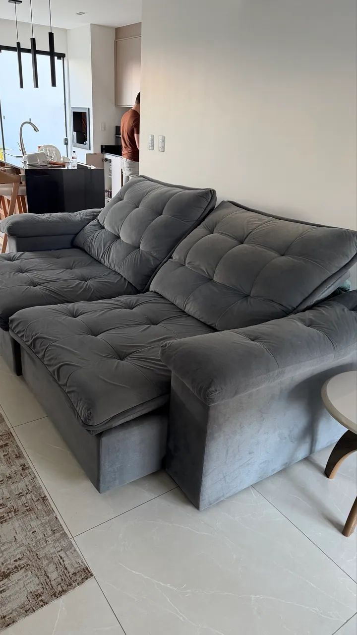 Sofá retrátil - Cinza 2,80