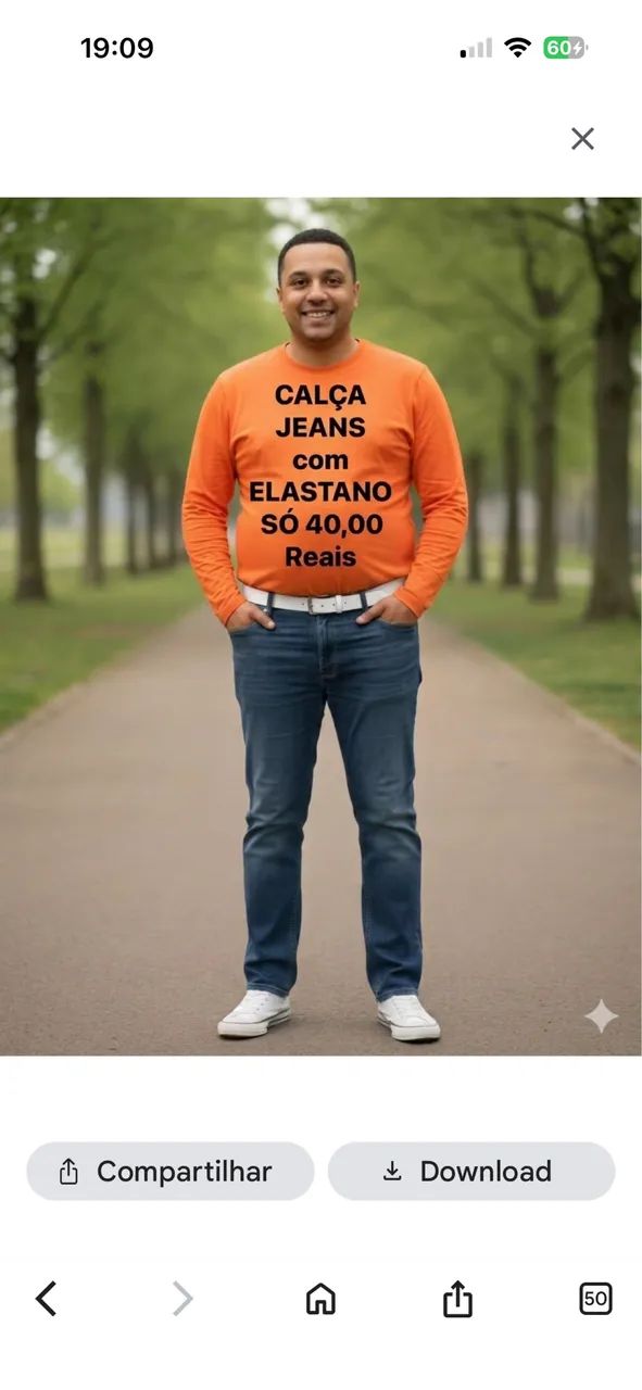 CALÇA JEANS COM ELASTANO por apenas 40,00 reais cada unidade. - Foto 2