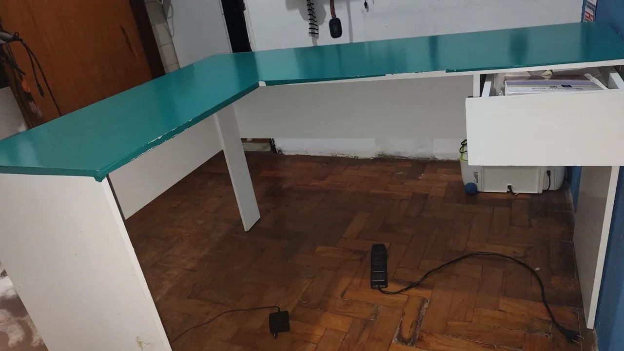 Mesa escritório L branca  - Foto 2