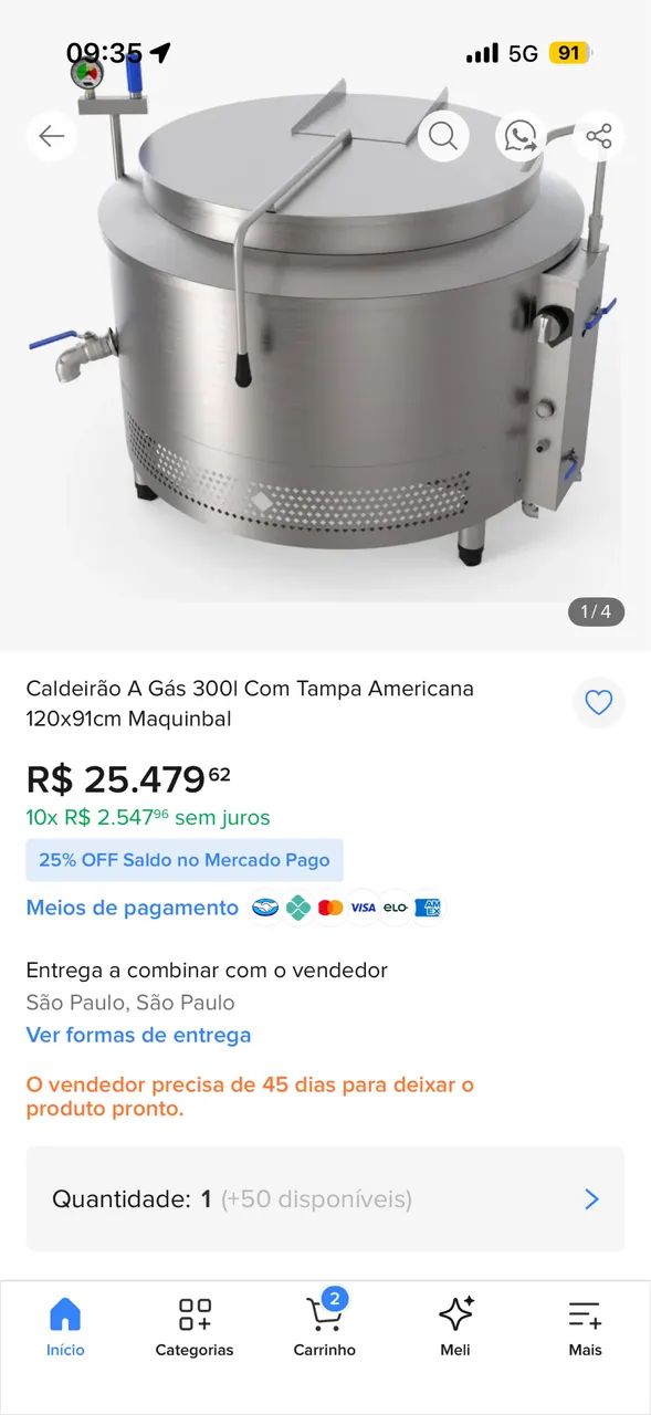 Caldeira 300 litros inox  - Foto 2