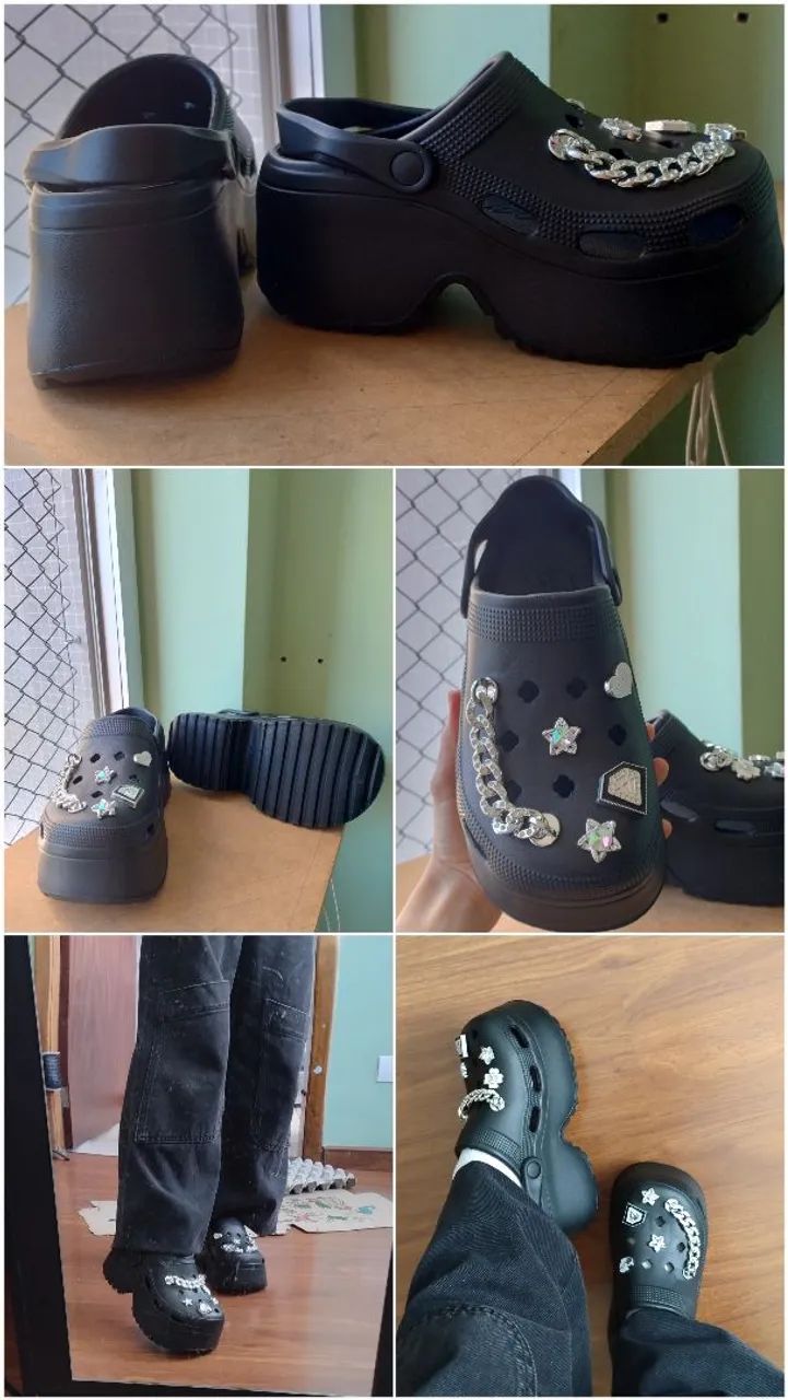 Crocs plataforma shein preta