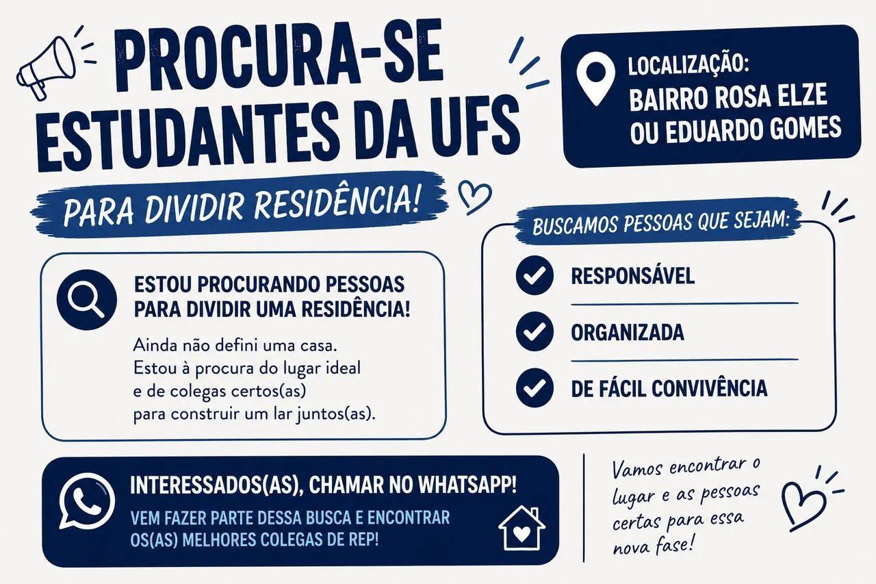 Procuro estudante para dividir gastos 
