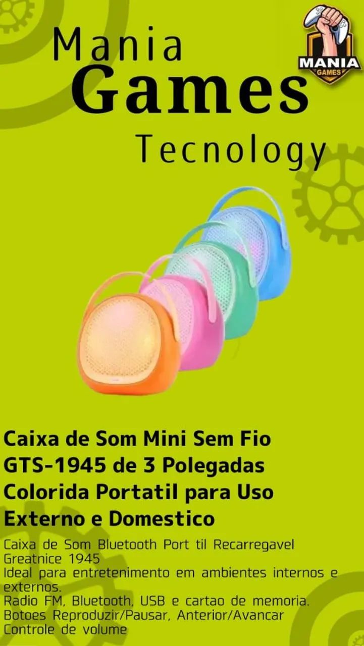 Caixa de som Bluetooth mini