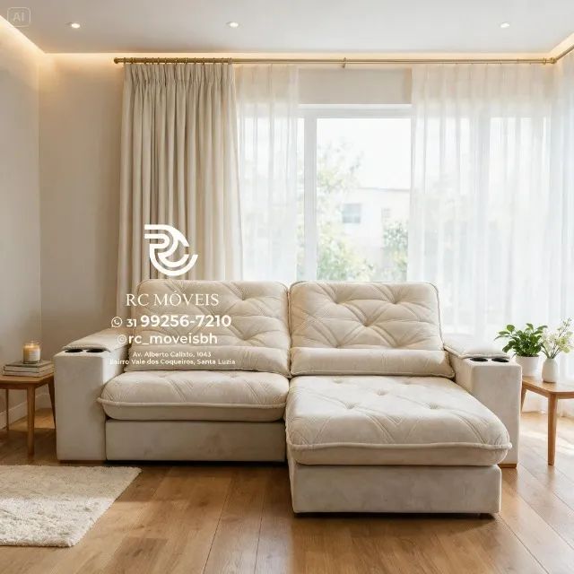 Sofá Retrátil Reclinável Cuiabá Porta Copos Suede Marrom Escuro Luxo - Foto 5